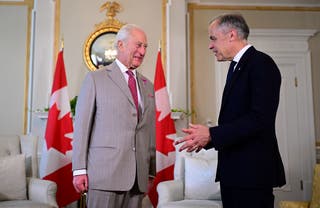 King Charles III holds an audience with Prime Minister of Canada Mark Carney at Rideau Hall, Ottawa (Victoria Jones/PA)